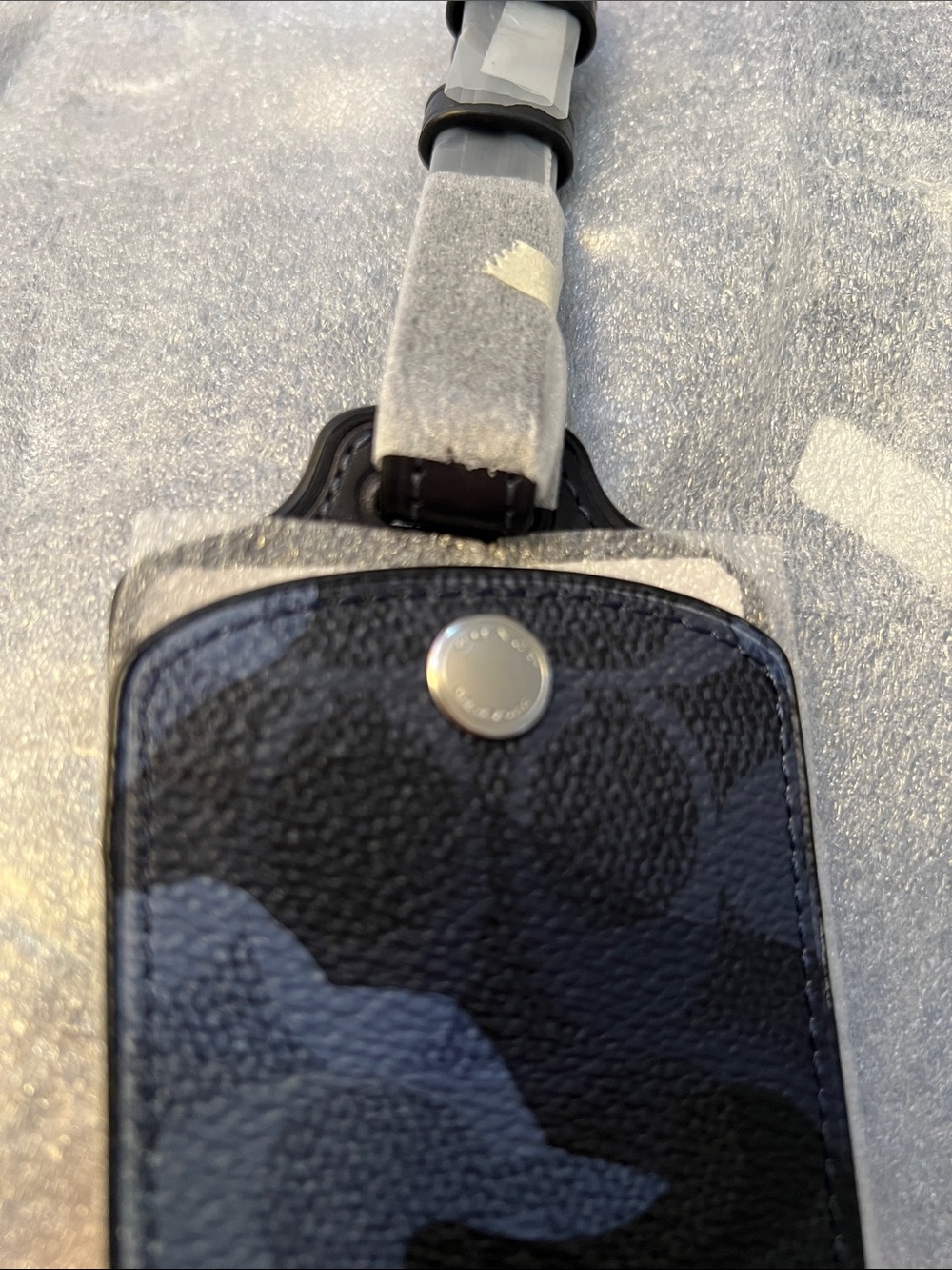 Coach NWT Black & Blue Camo Luggage Tag with Silver tone Hardware- Unisex - Picture 5 of 6